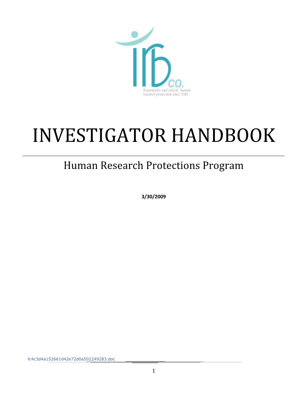 Investigator Handbook