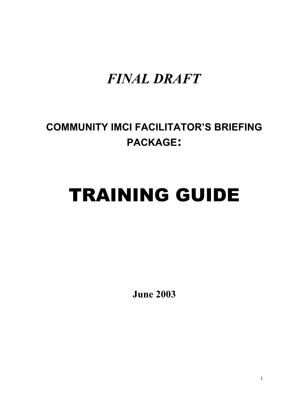 Community Imci Facilitator S Briefing Package