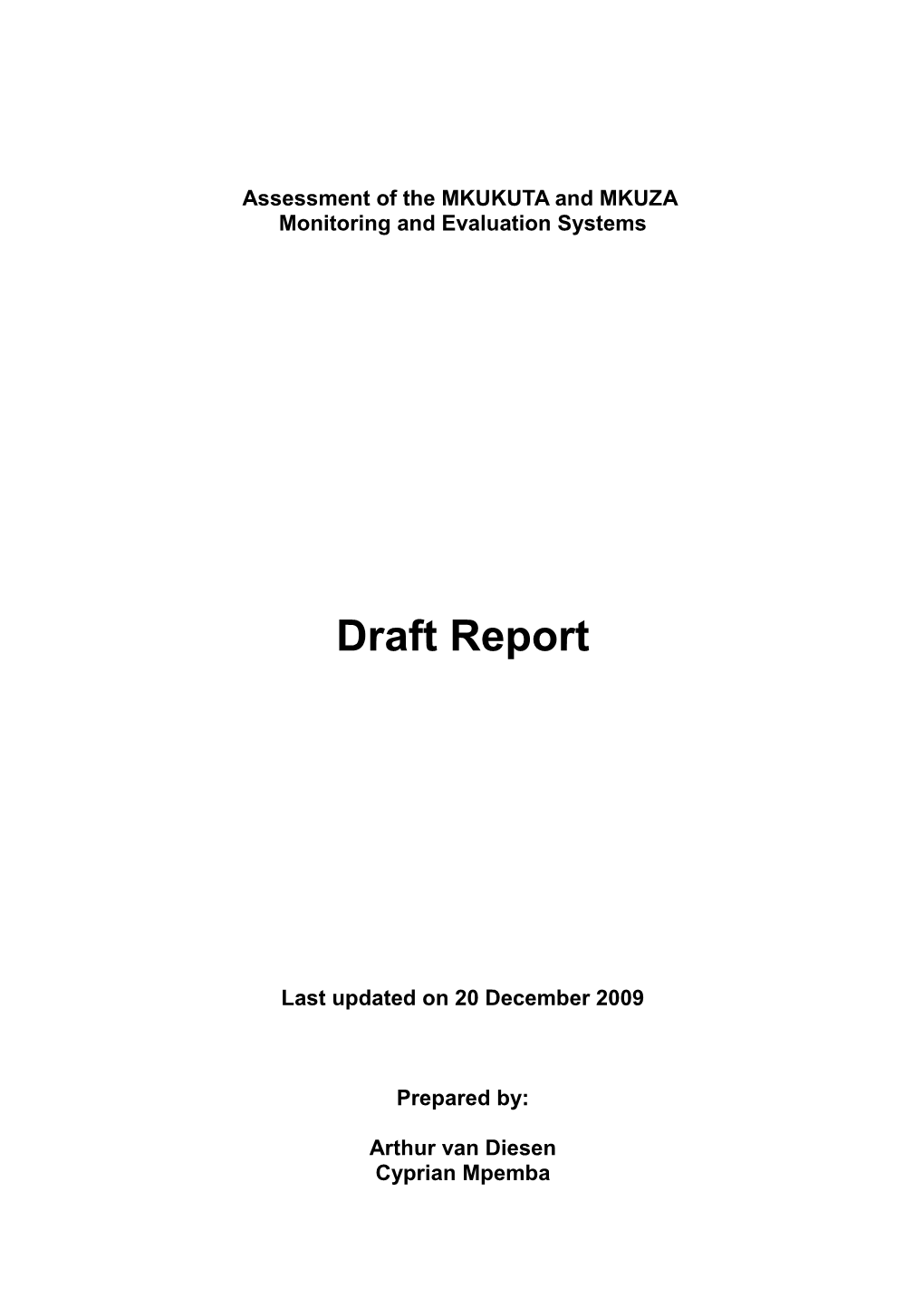 Assessment of the MKUKUTA and MKUZA