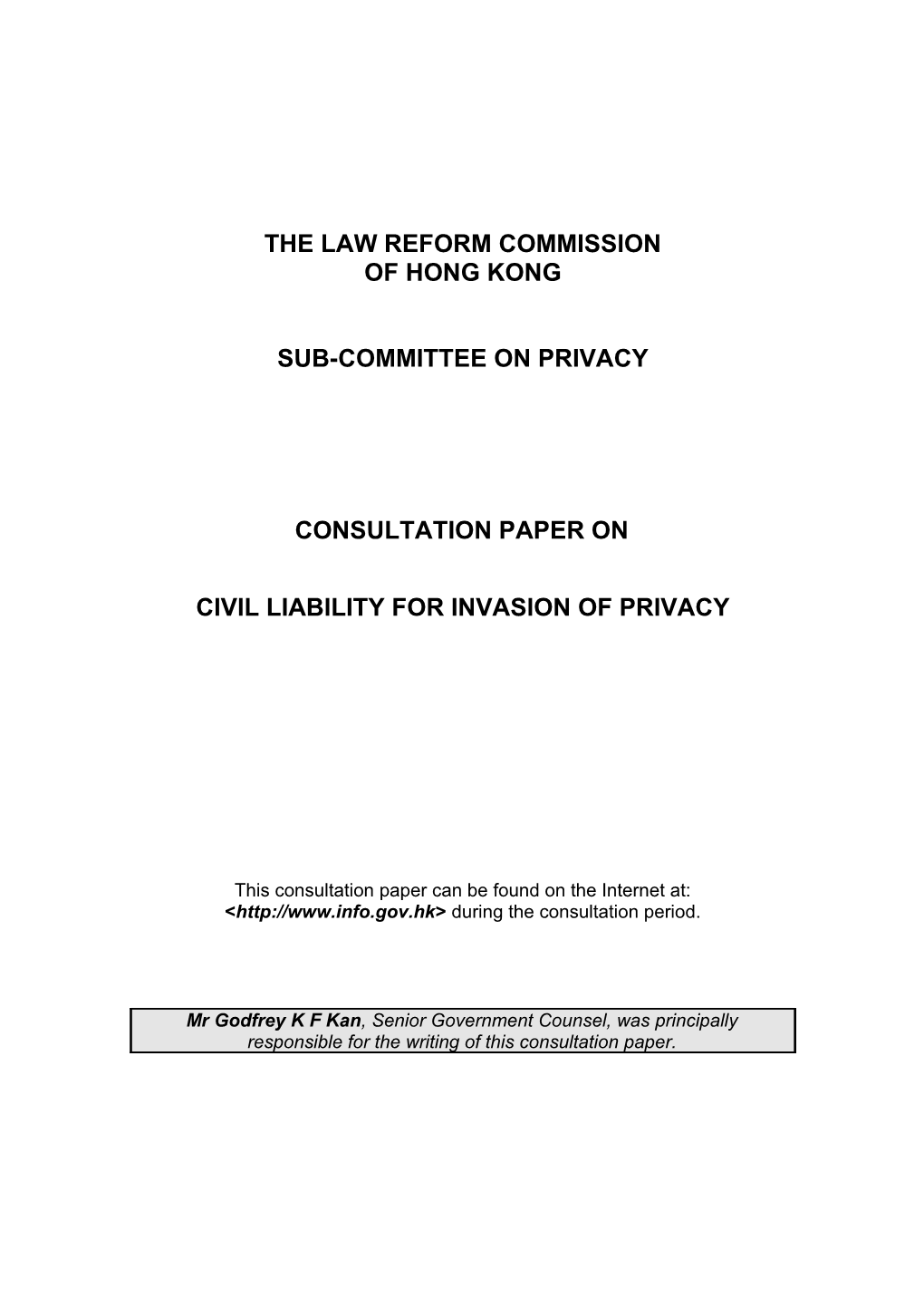 Civil Liability For Invasion Of Privacy