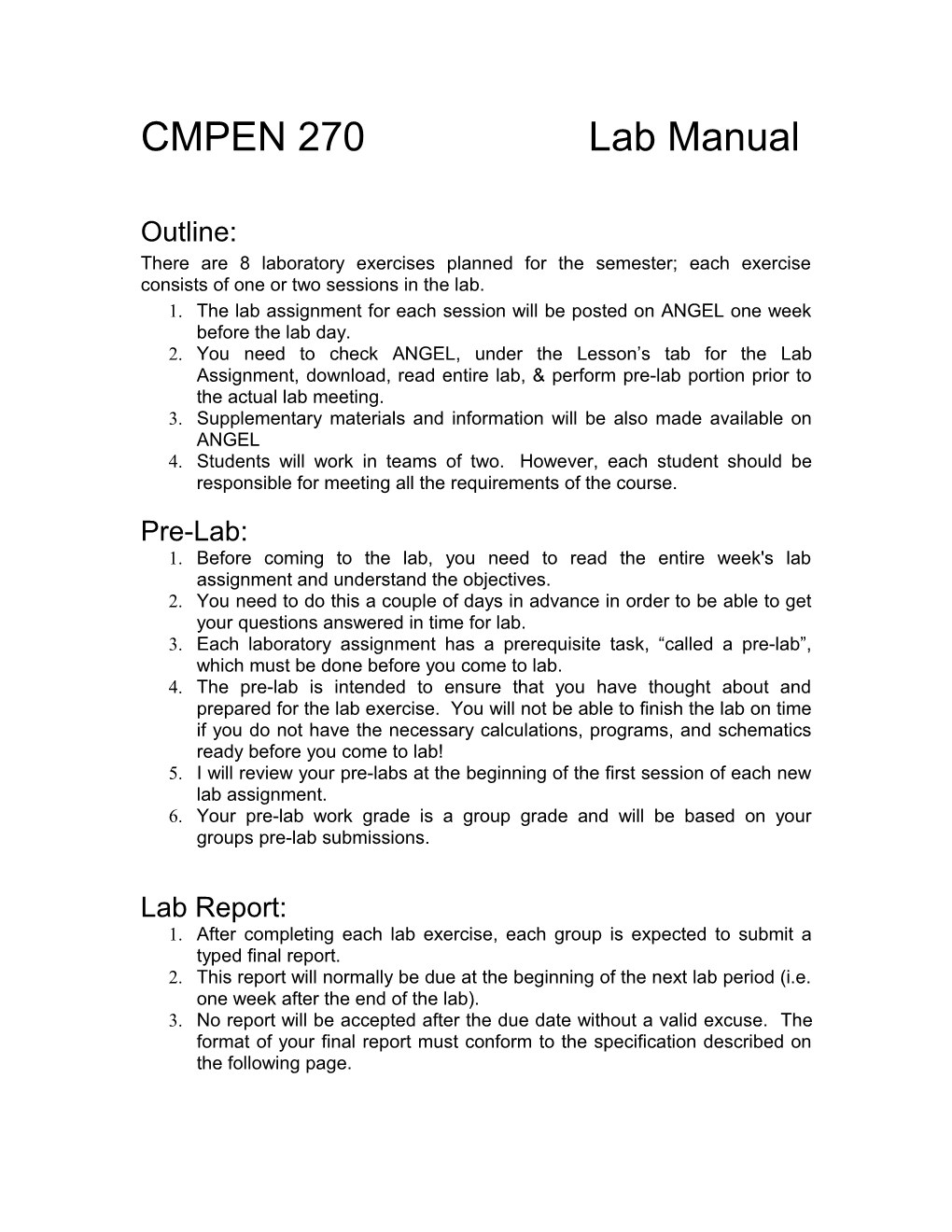 CMPEN 270 Lab Manual
