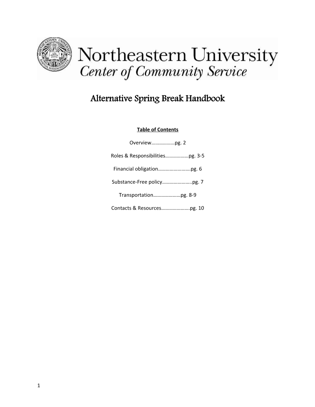 Alternative Spring Break Handbook