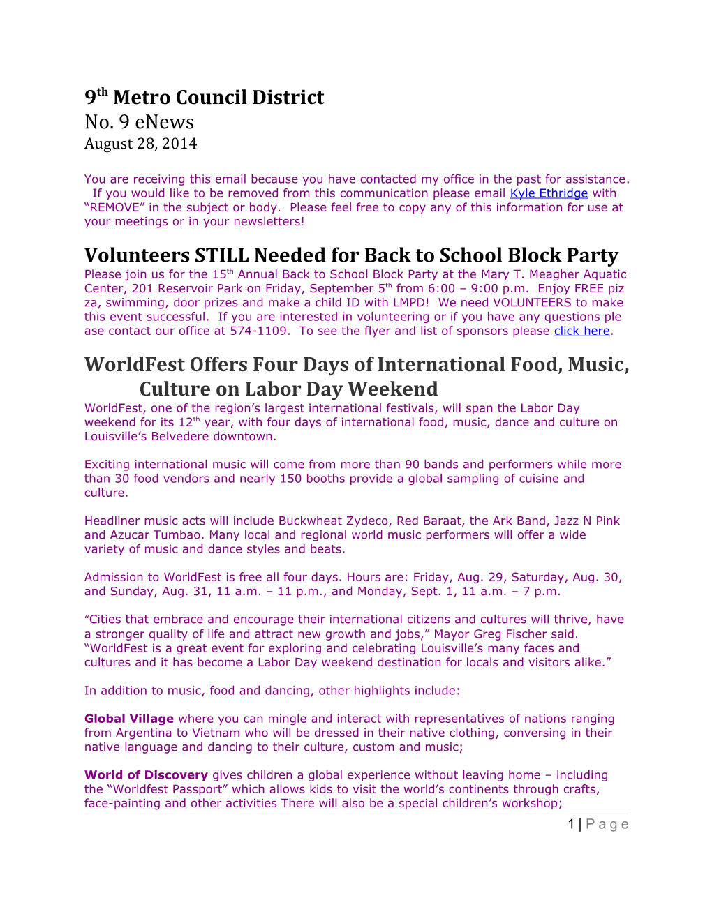 Volunteers STILL Needed for Back to School Block Party