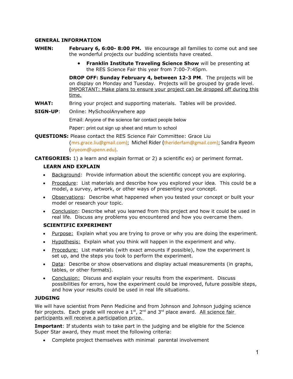 Radnor Elementary Science Fair Guide