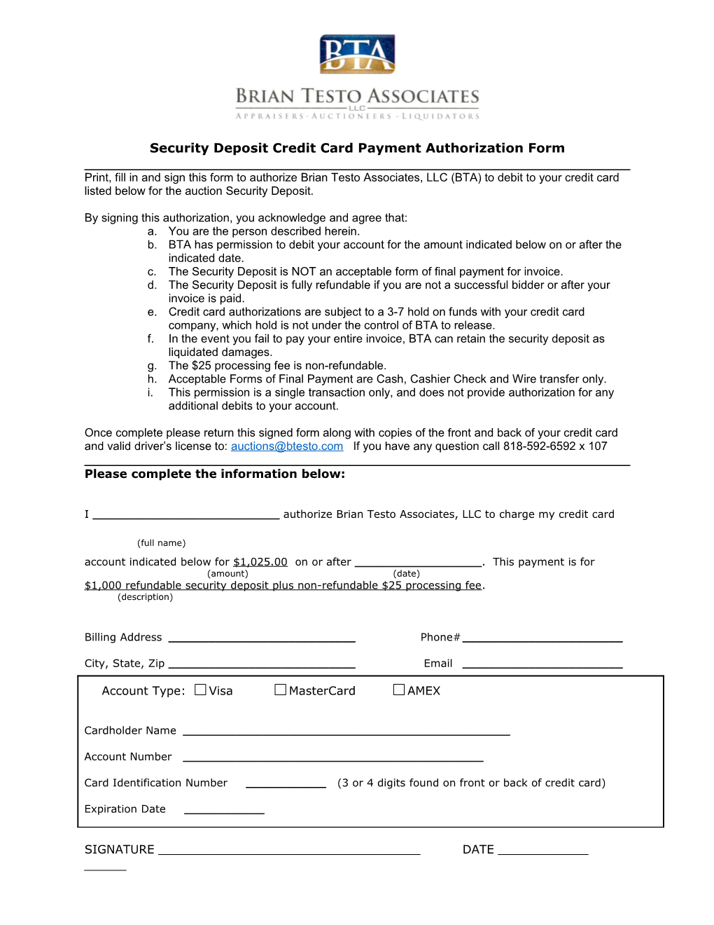One Time Credit Card Payment Authorization Form s2
