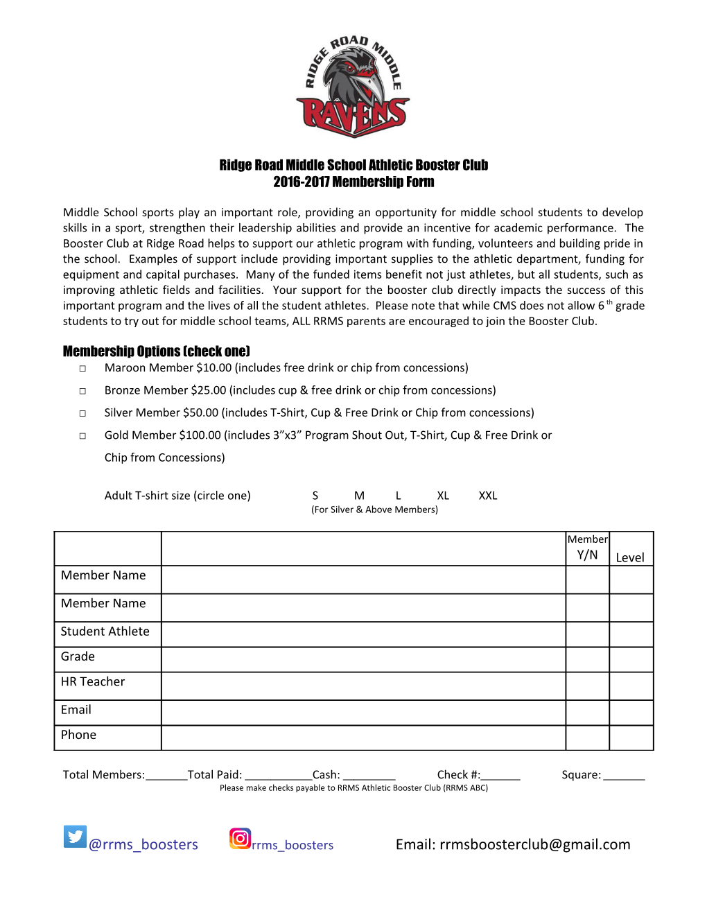 Ridge Road Middle School Athletic Booster Club