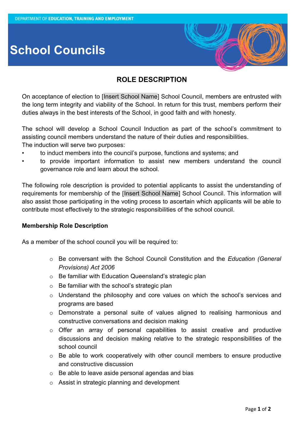 IPS - Role Description - School Council Members - Fact Sheet