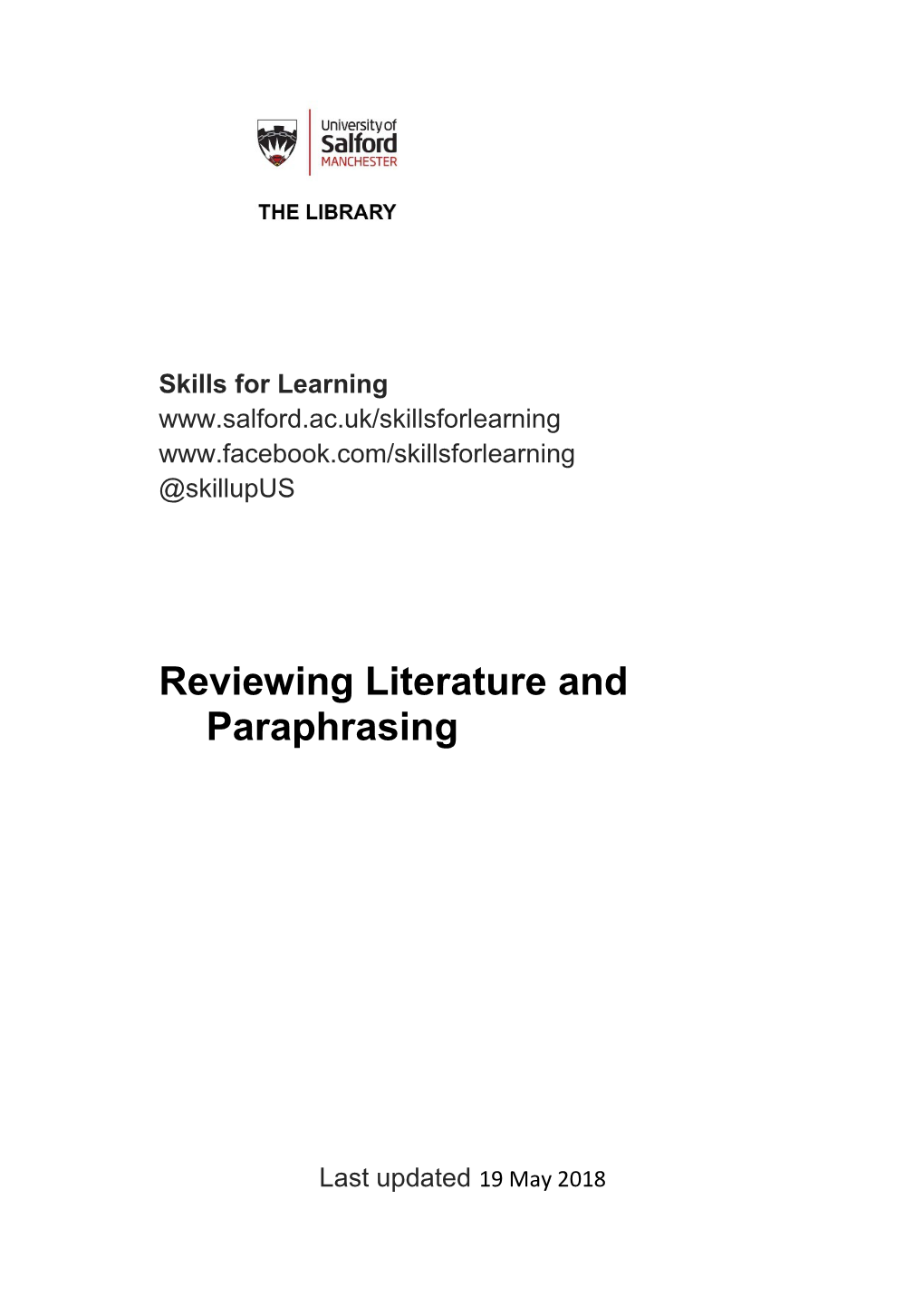 Reviewing Literature and Paraphrasing