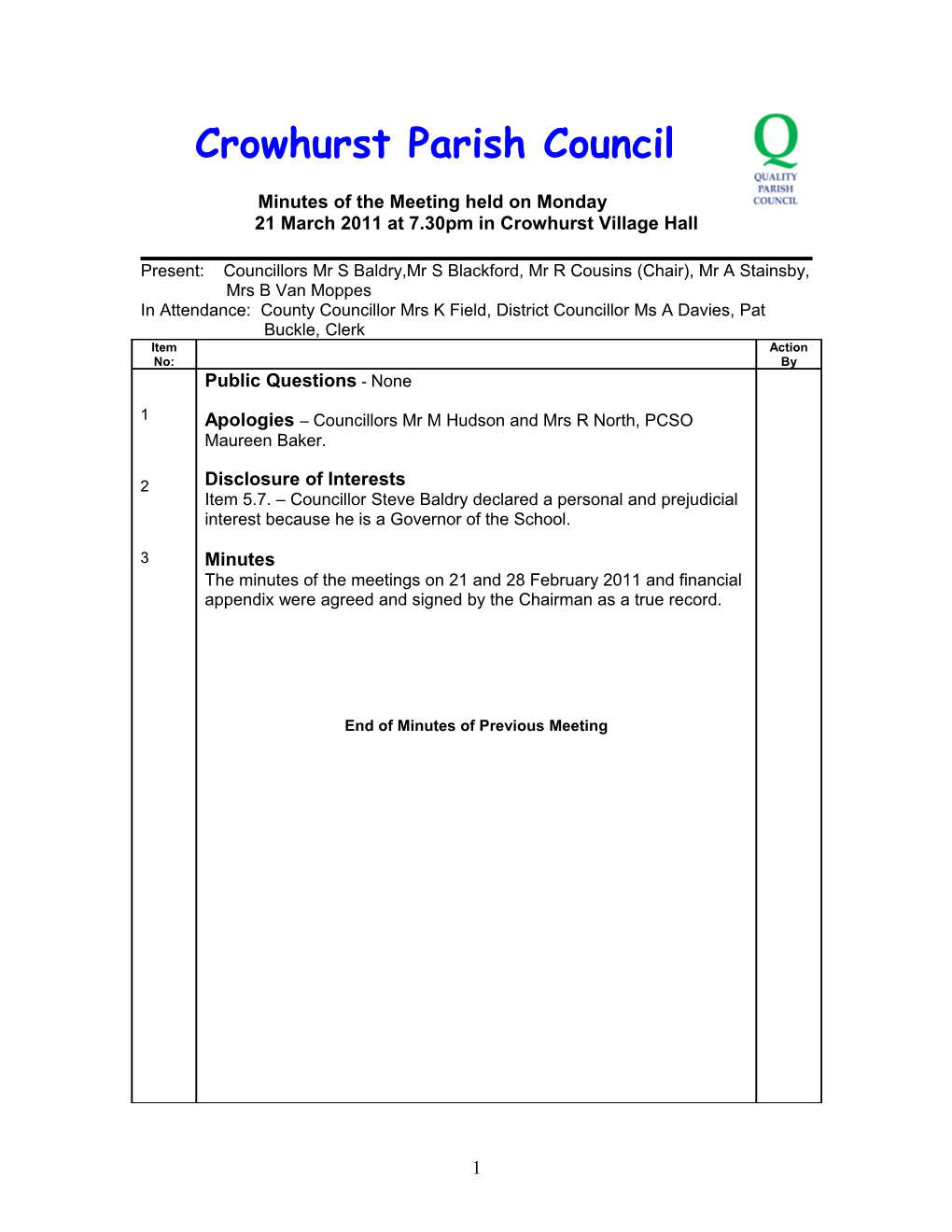 Crowhurst Parish Council