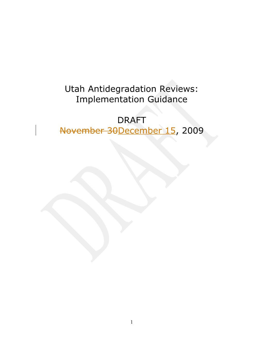 Utah Antidegradation Reviews: Implementation Guidance