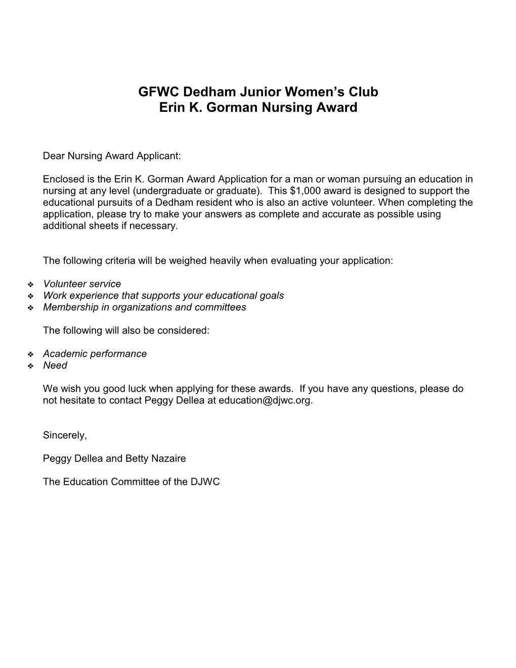 GFWC Dedham Junior Women S Club