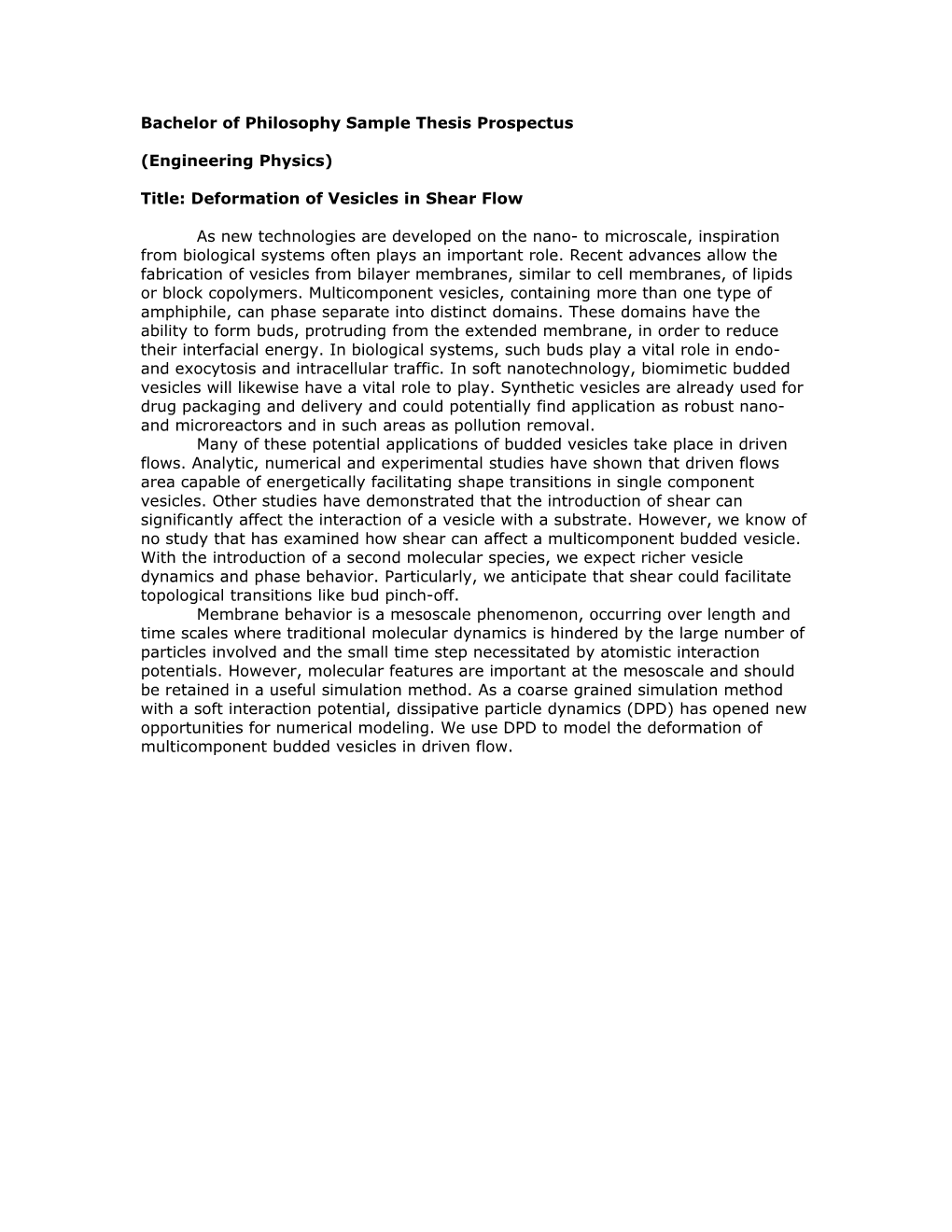 Bachelor of Philosophy Sample Thesis Prospectus s3