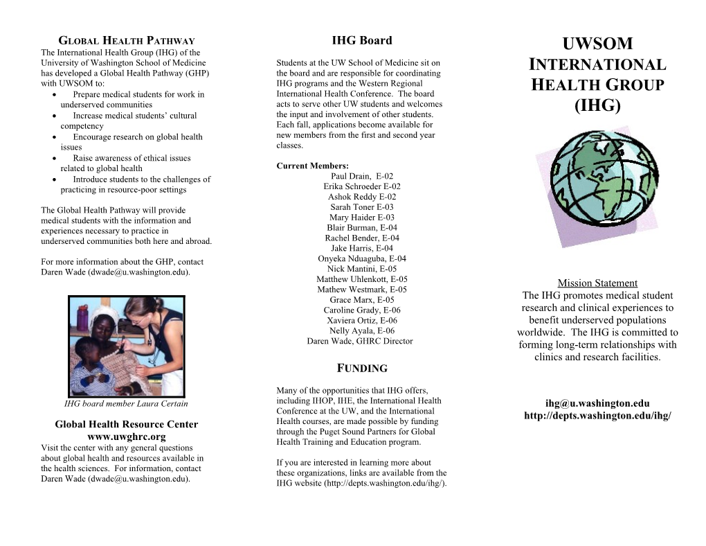 UWSOM International Health Group (IHG)