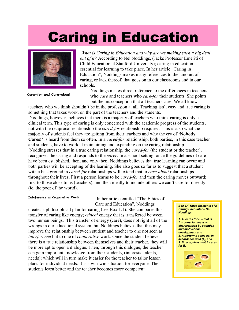 What Is Caring in Education and Why Are We Making Such a Big Deal out of It? According