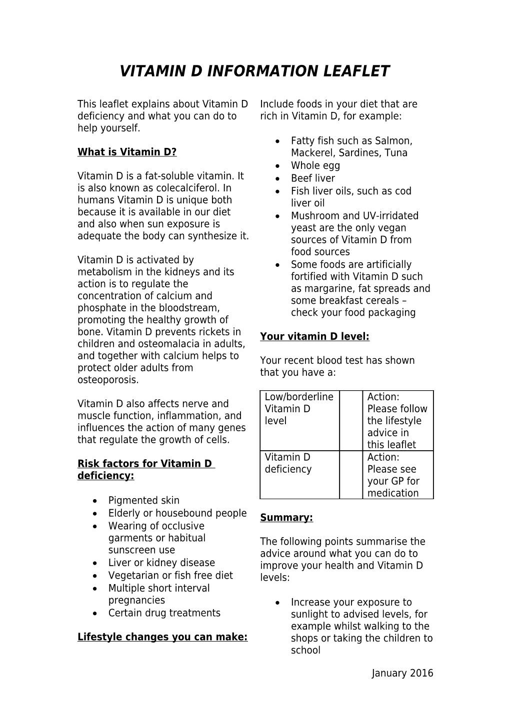 Vitamin D Self Supplementation