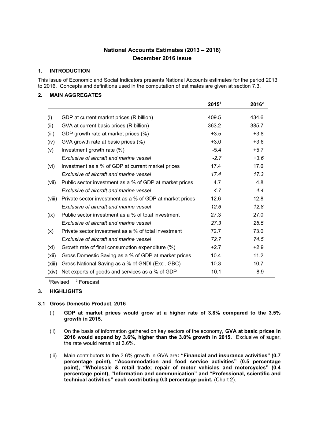 National Accounts Indicator December 2006