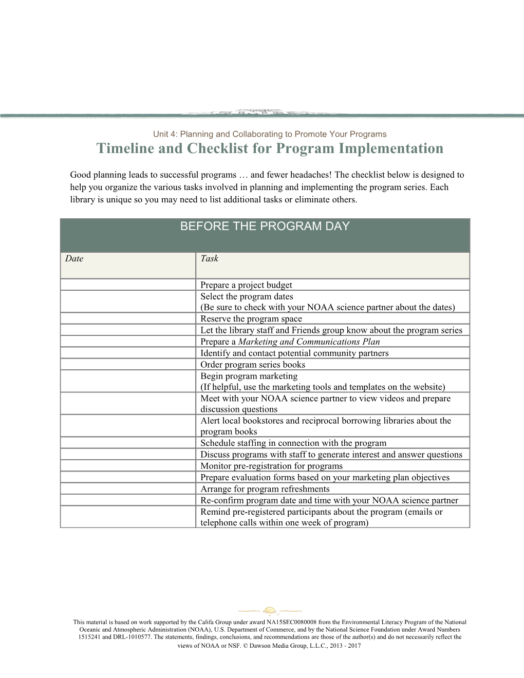 Unit 4: Planning and Collaborating to Promote Your Programs