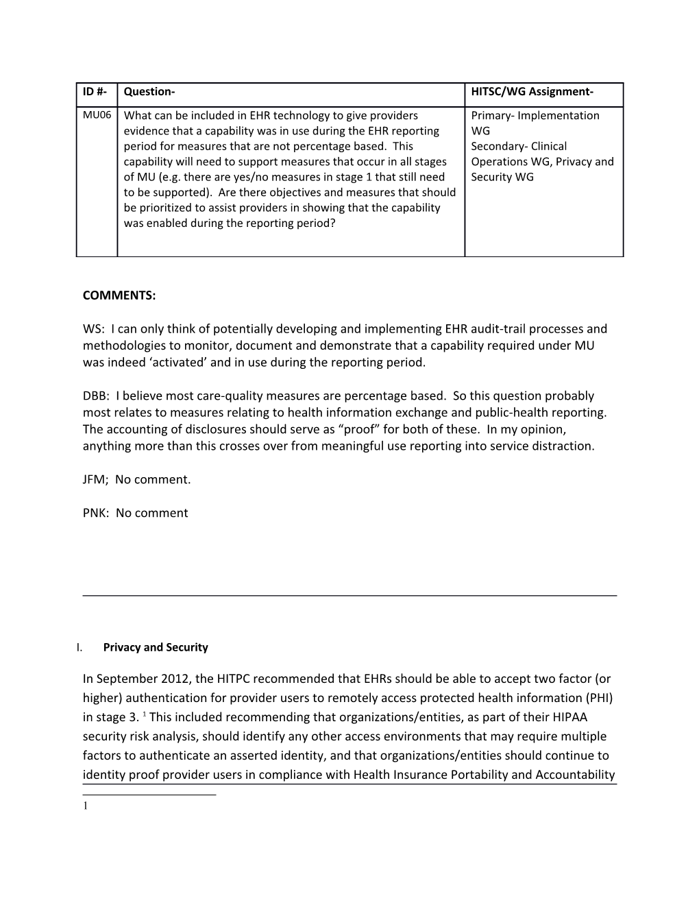 WS: I Can Only Think of Potentially Developing and Implementing EHR Audit-Trail Processes