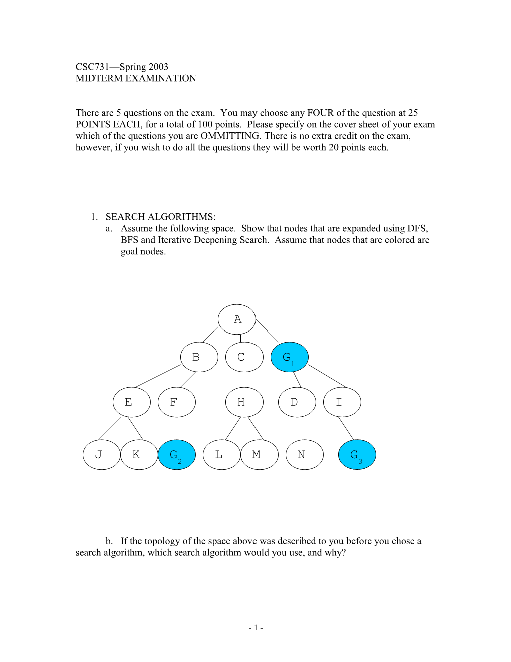 Assume That the Following Search Algorithms Are Implemented Such That There Is a Mechanism