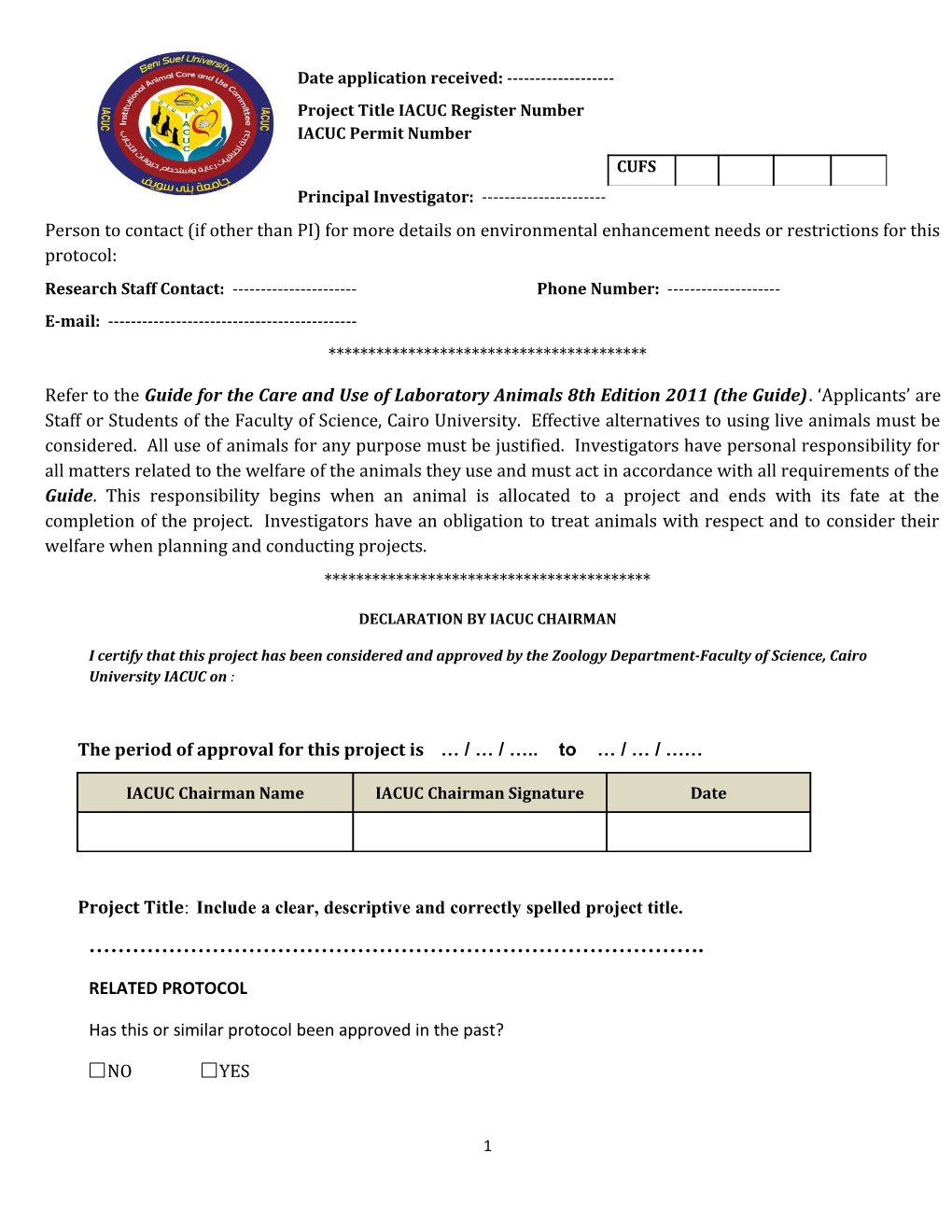 Project Title IACUC Register Number IACUC Permit Number