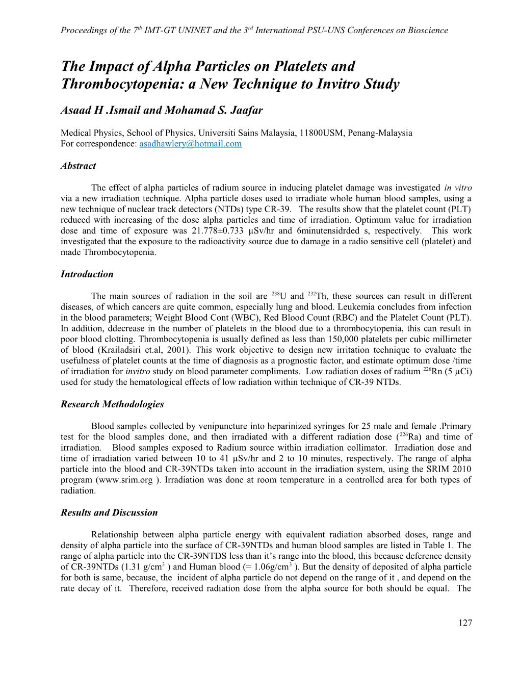 The Impact of Alpha Particles on Platelets and Thrombocytopenia: a New Technique to Invitro