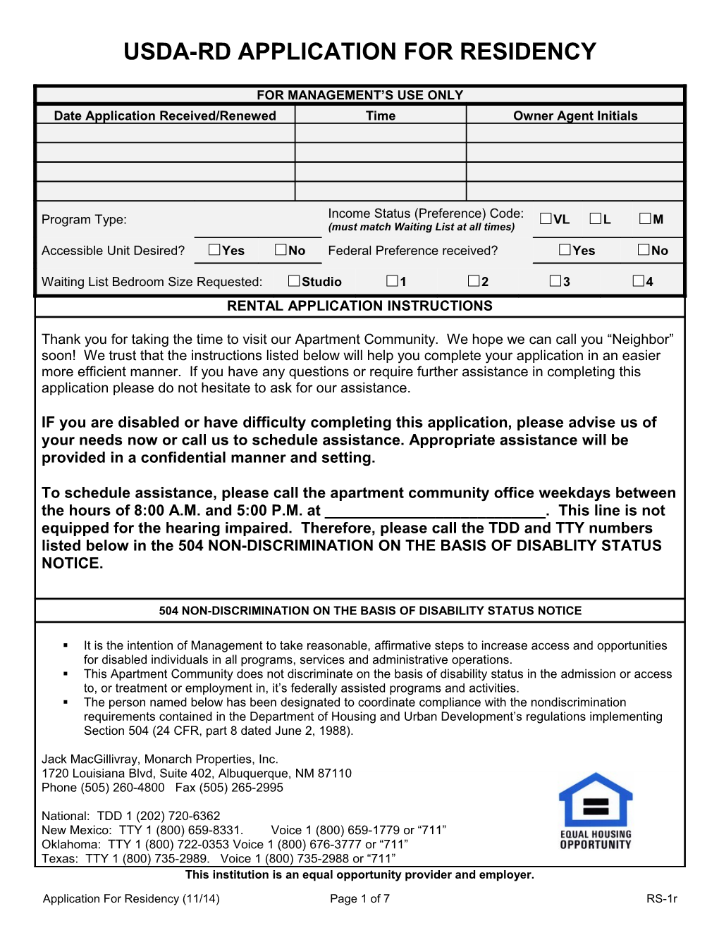 Rental Application Instructions