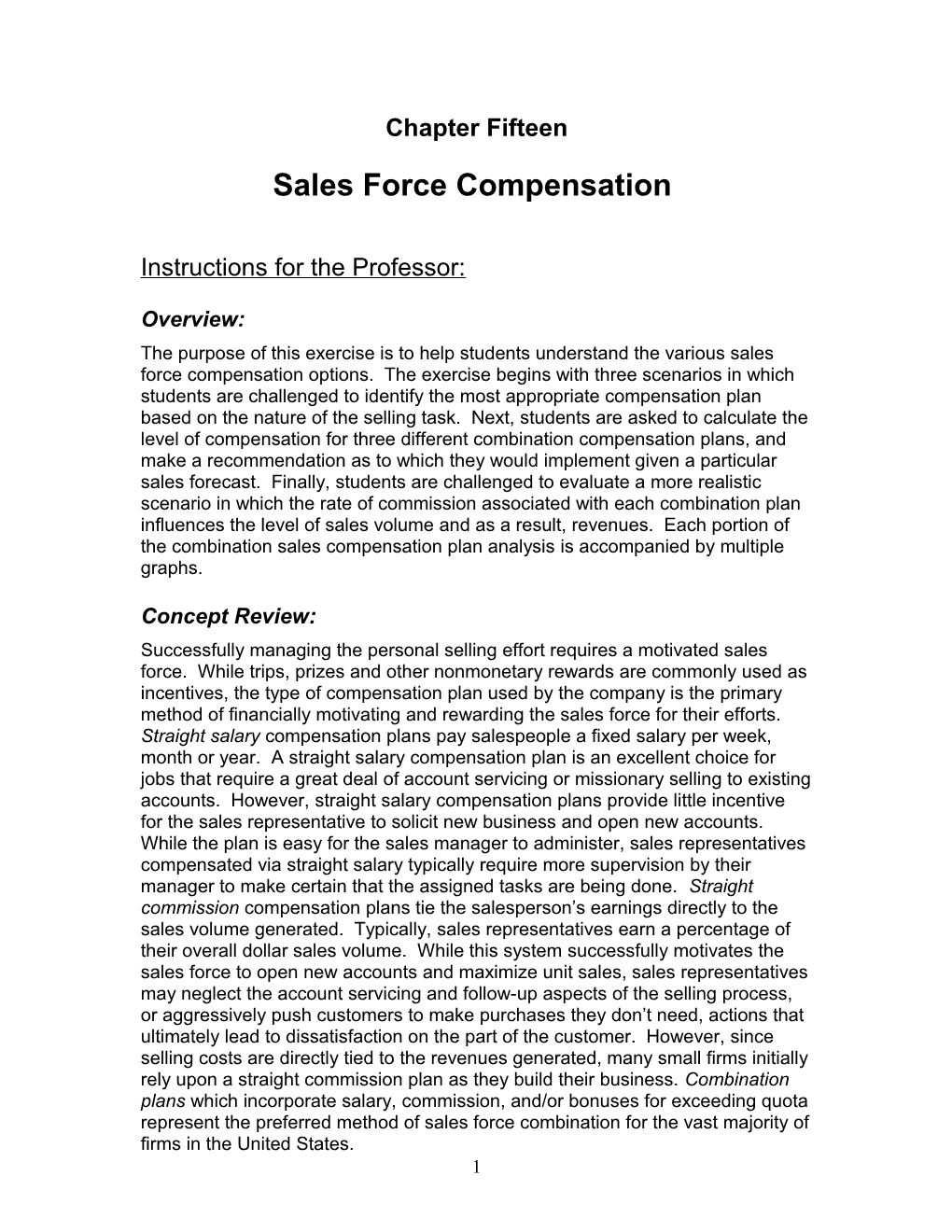Sales Force Compensation