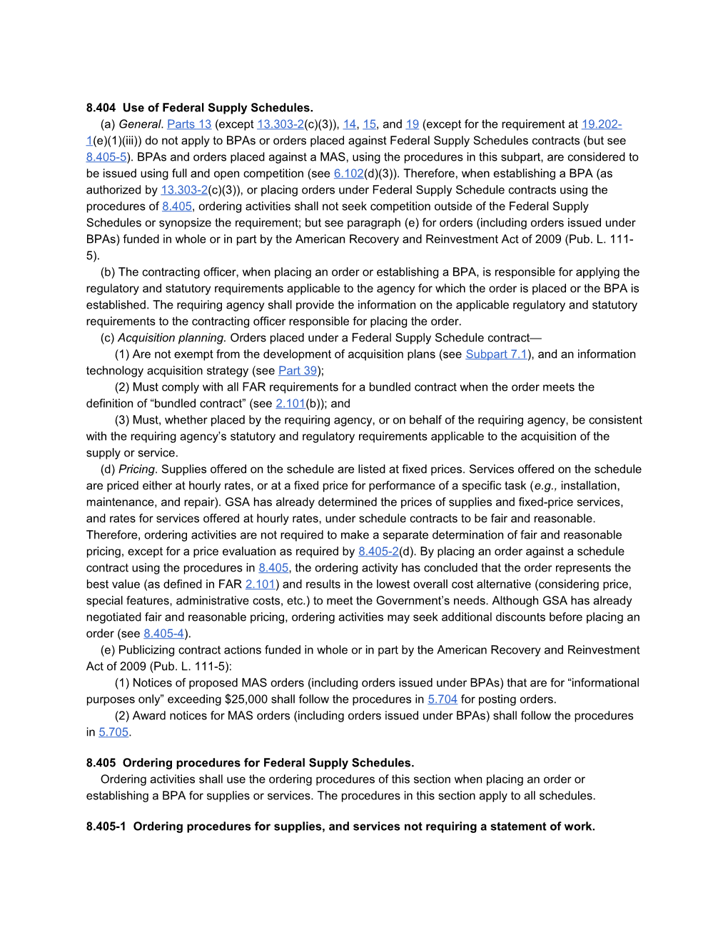 8.404Use of Federal Supply Schedules