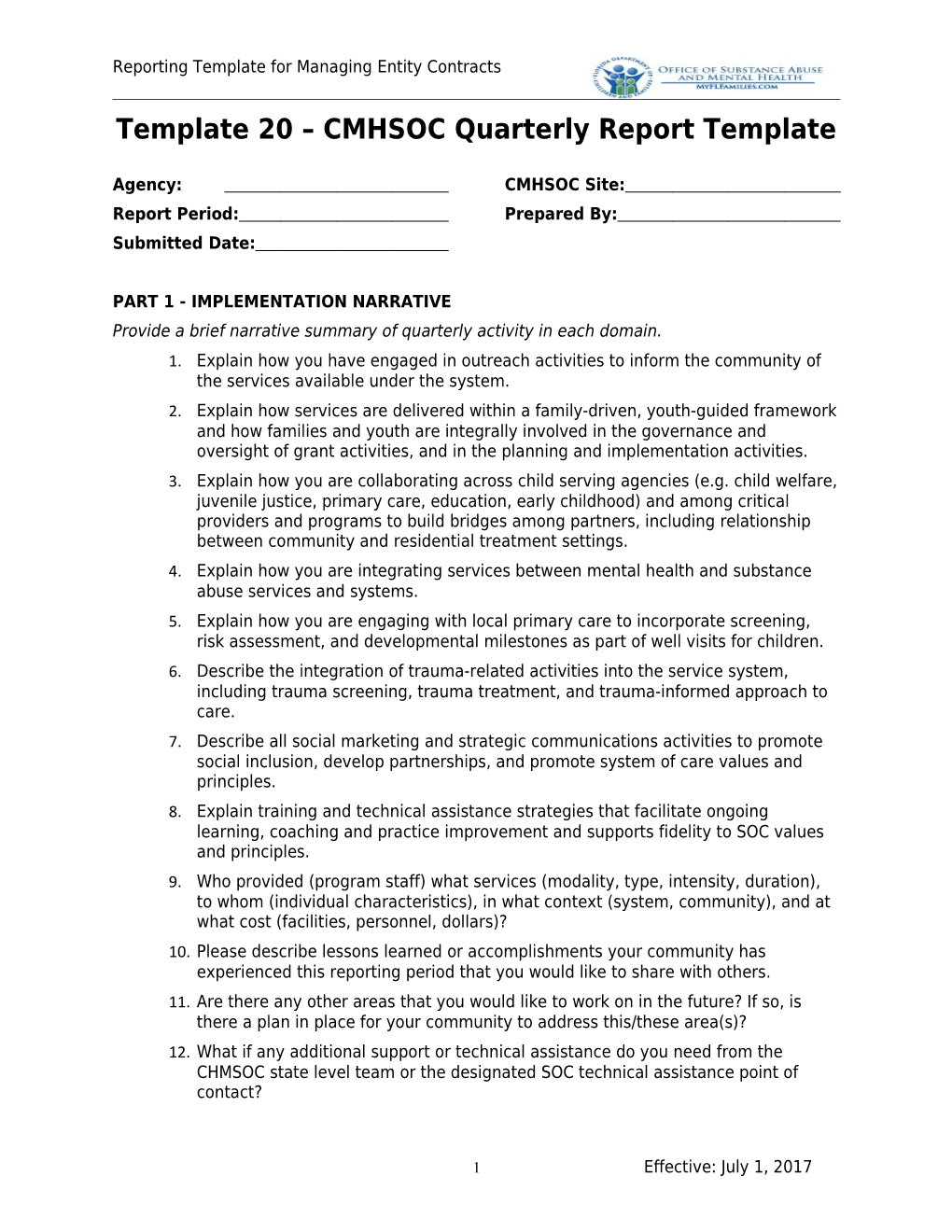 Template 20 CMHSOC Quarterly Report Template