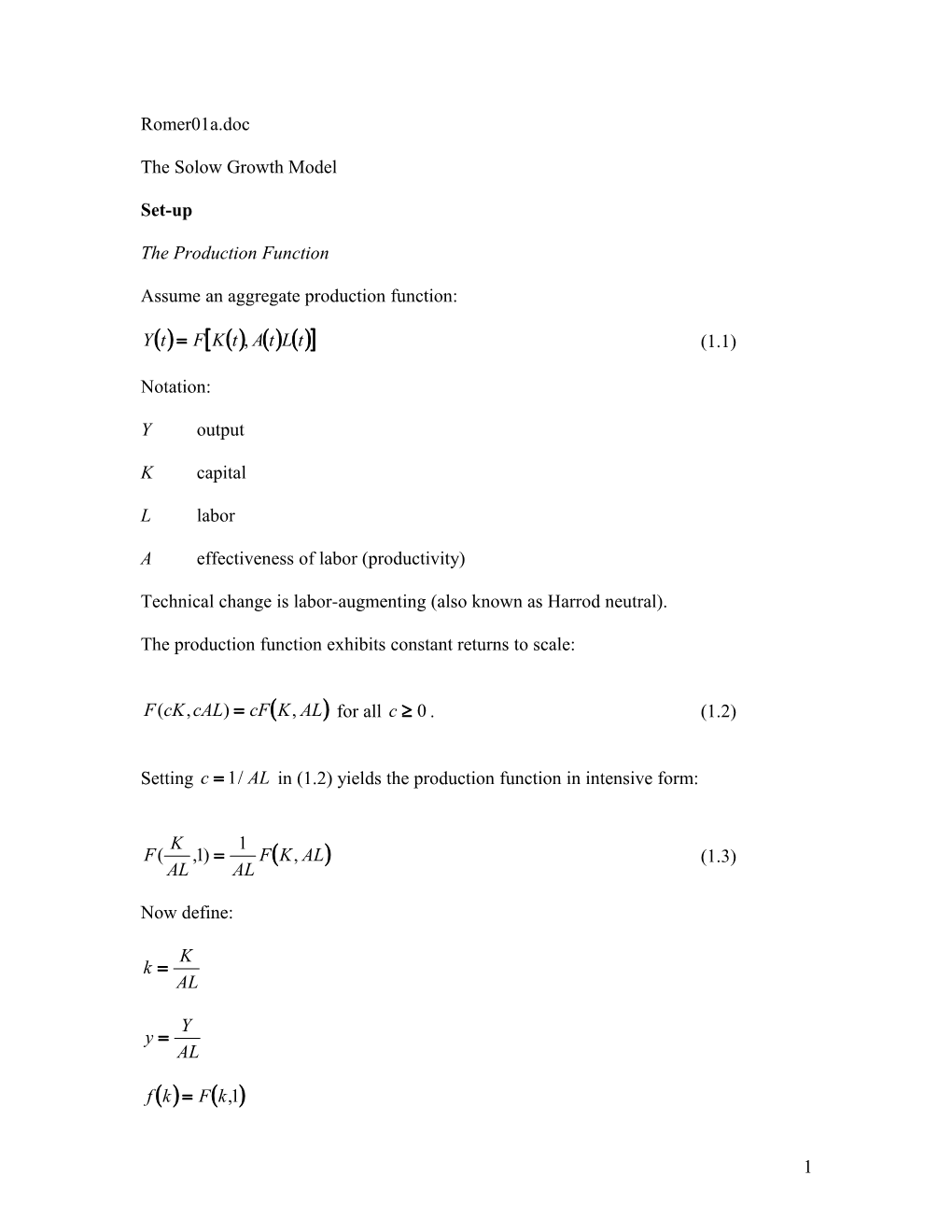 The Solow Growth Model