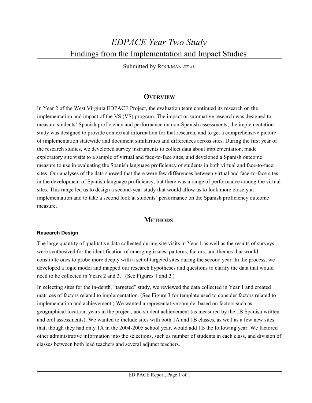 EDPACE Implementation Study