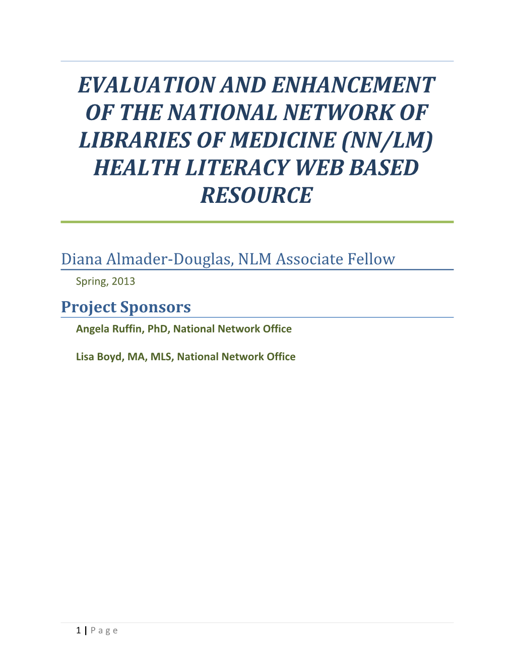 Evaluation and Enhancement of the NNLM Health Literacy Web-Based Resource