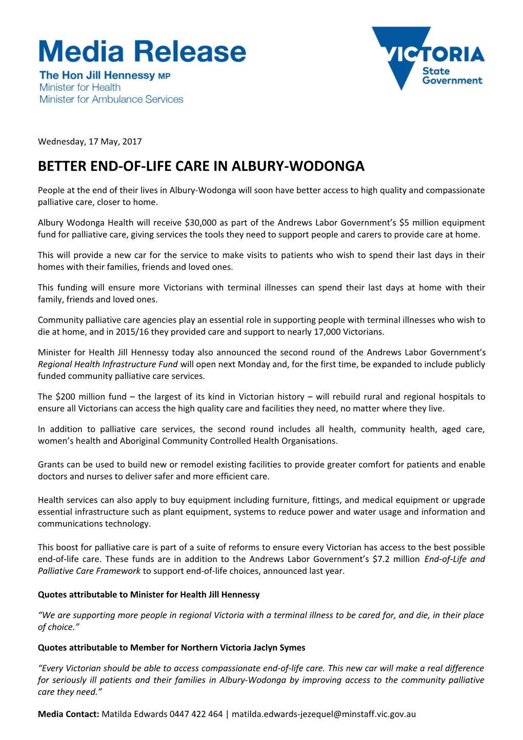 Better End-Of-Life Care in Albury-Wodonga