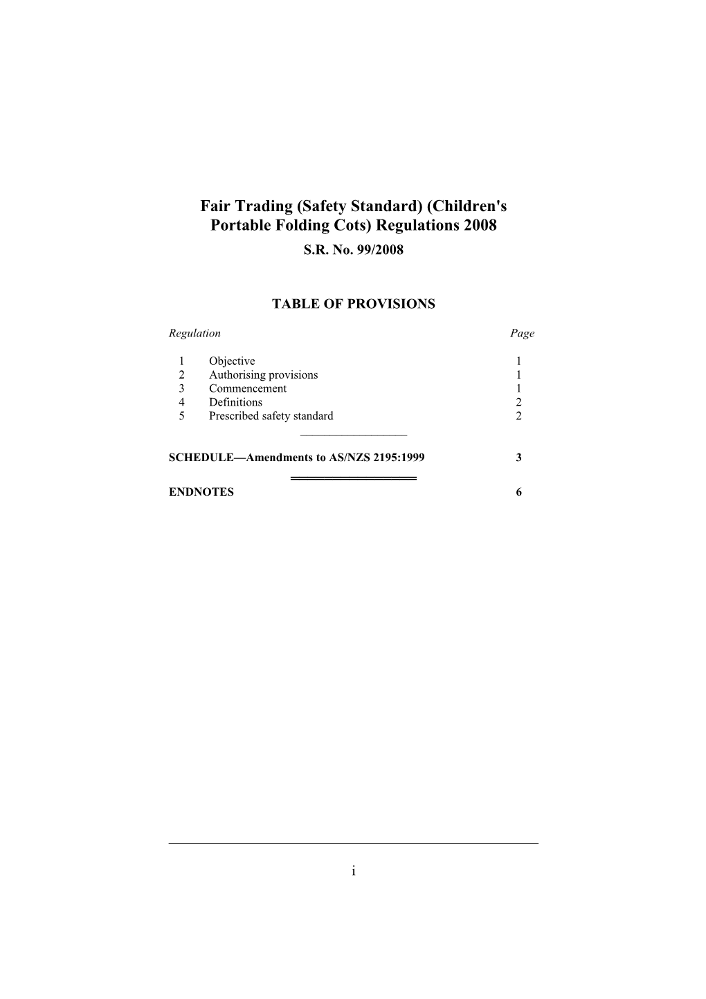 Fair Trading (Safety Standard) (Children's Portable Folding Cots) Regulations 2008