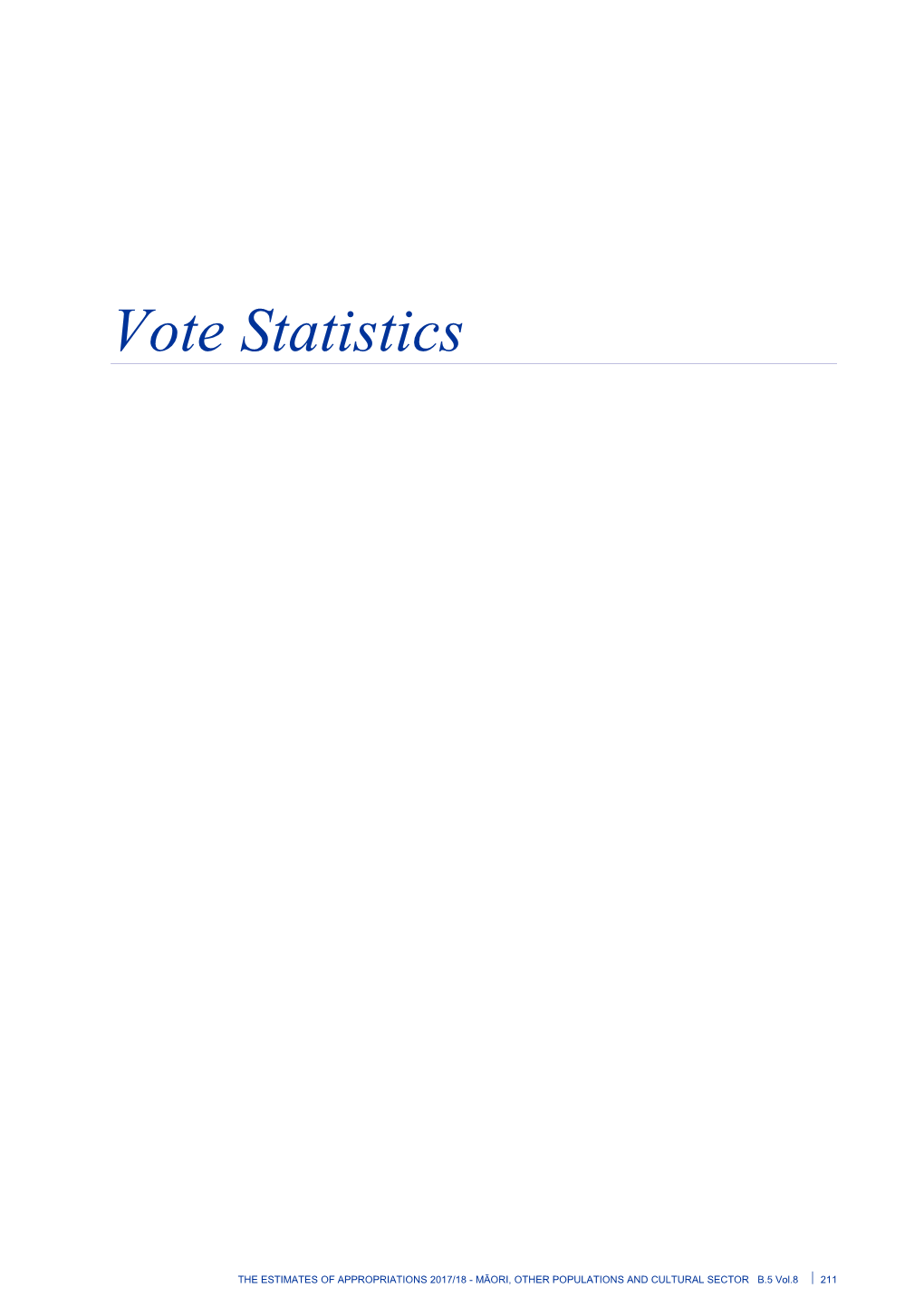 Vote Statistics - Vol 8 Māori, Other Populations and Cultural Sector - the Estimates Of