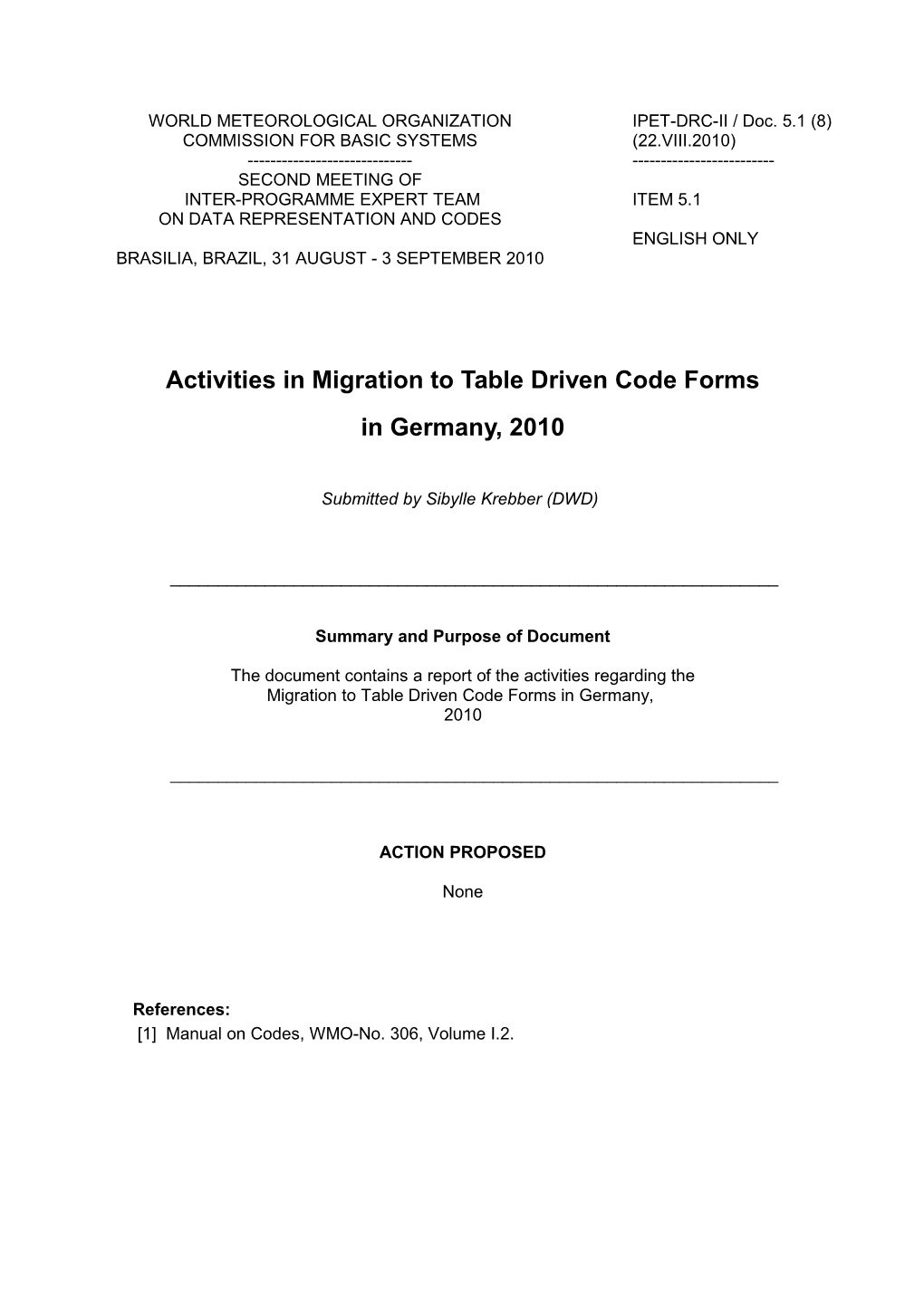 Report of Migration to TDCF