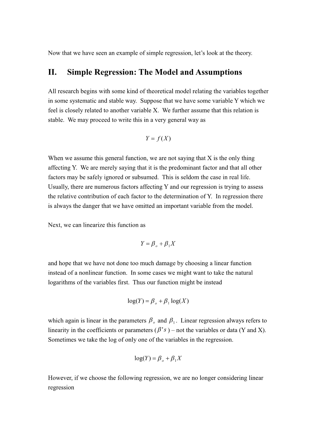 Summary of Simple Regression