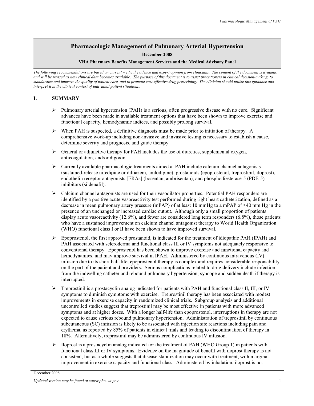 Pharmacologic Management of Pulmonary Arterial Hypertension