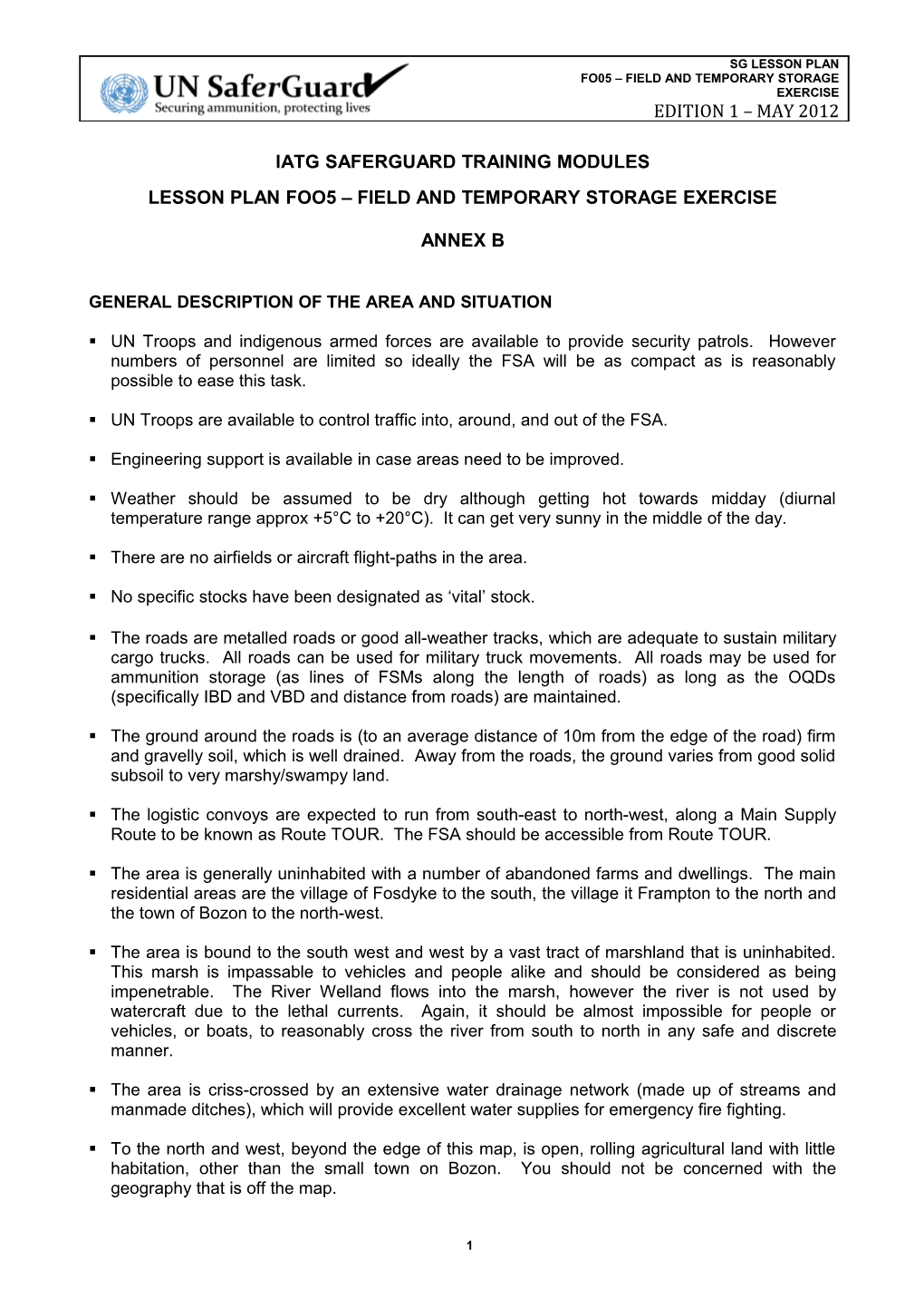 Lesson Plan Foo5 Field and Temporary Storage Exercise