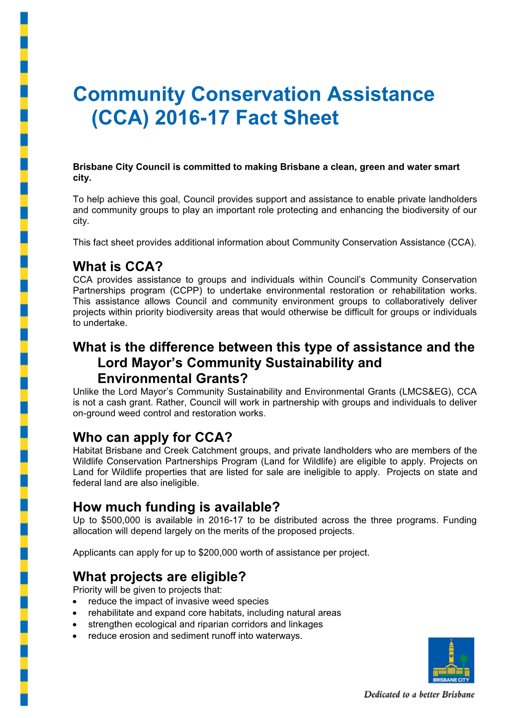 Community Conservation Assistance (CCA) 2016-17 Fact Sheet