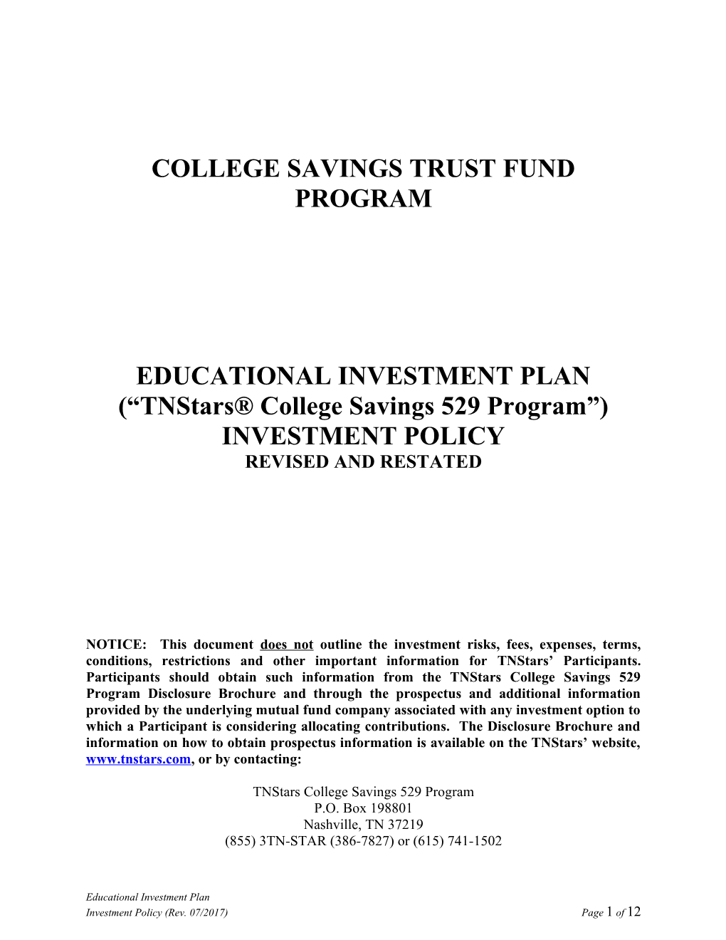 College Savings Trust Fund Program