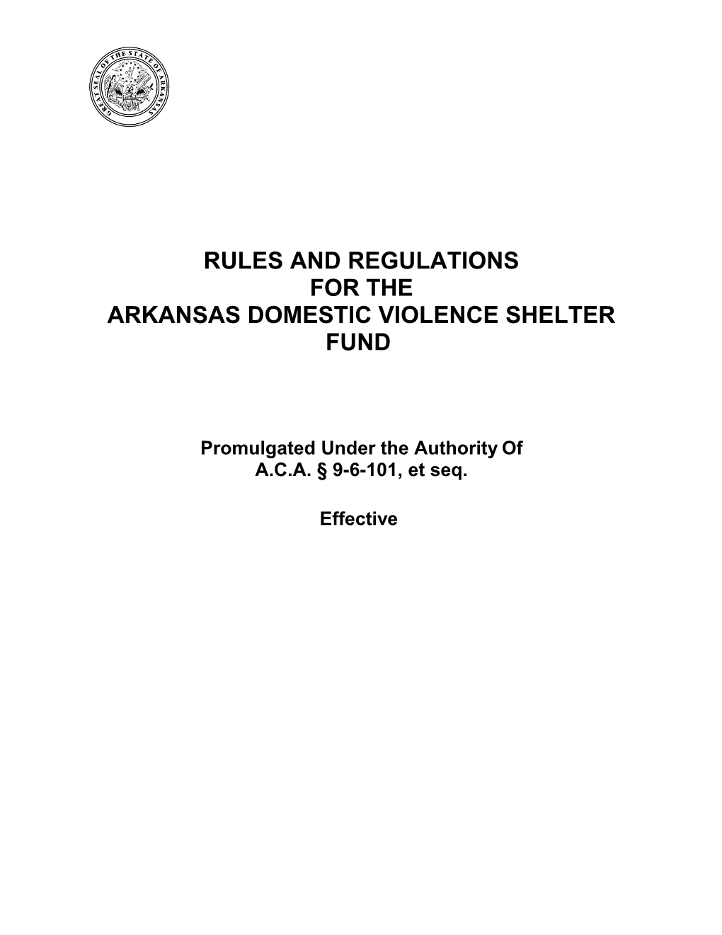 Proposed Rules for Arkansas Domestic Violence Shelter Fund