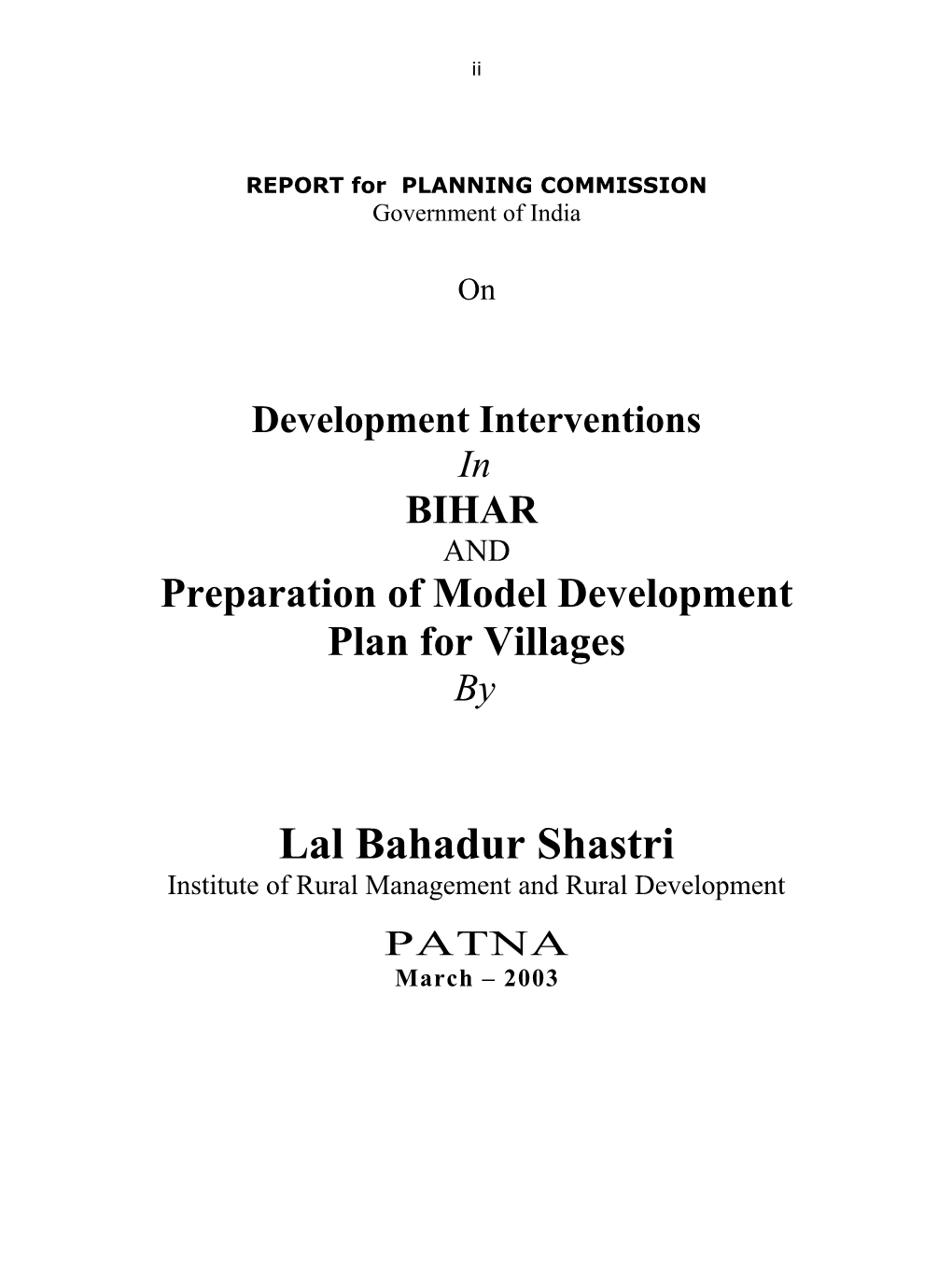 REPORT for PLANNING COMMISSION