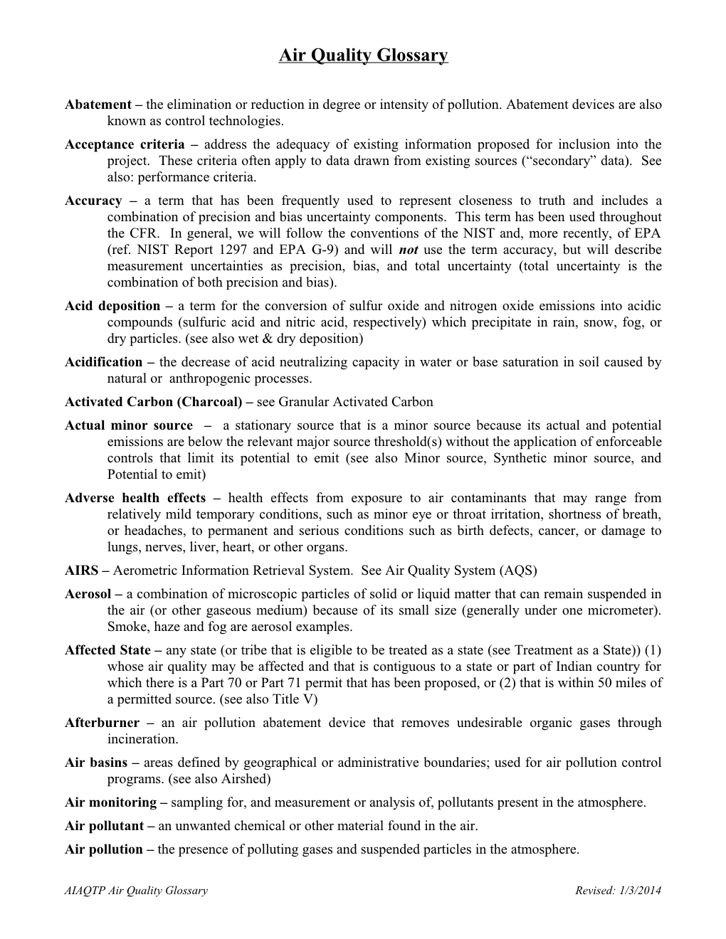 Abatement the Elimination Or Reduction in Degree Or Intensity of Pollution