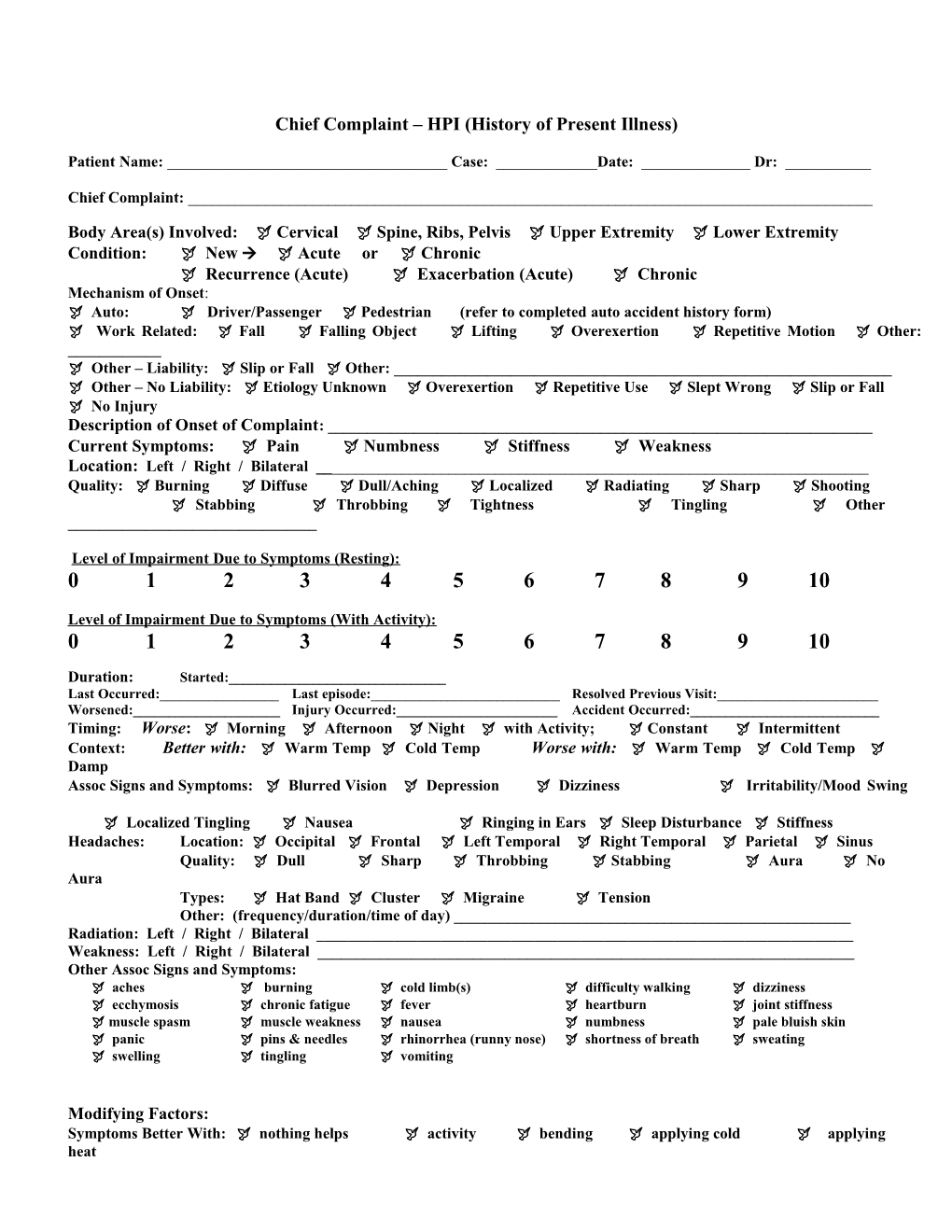 Chief Complaint HPI (History of Present Illness)