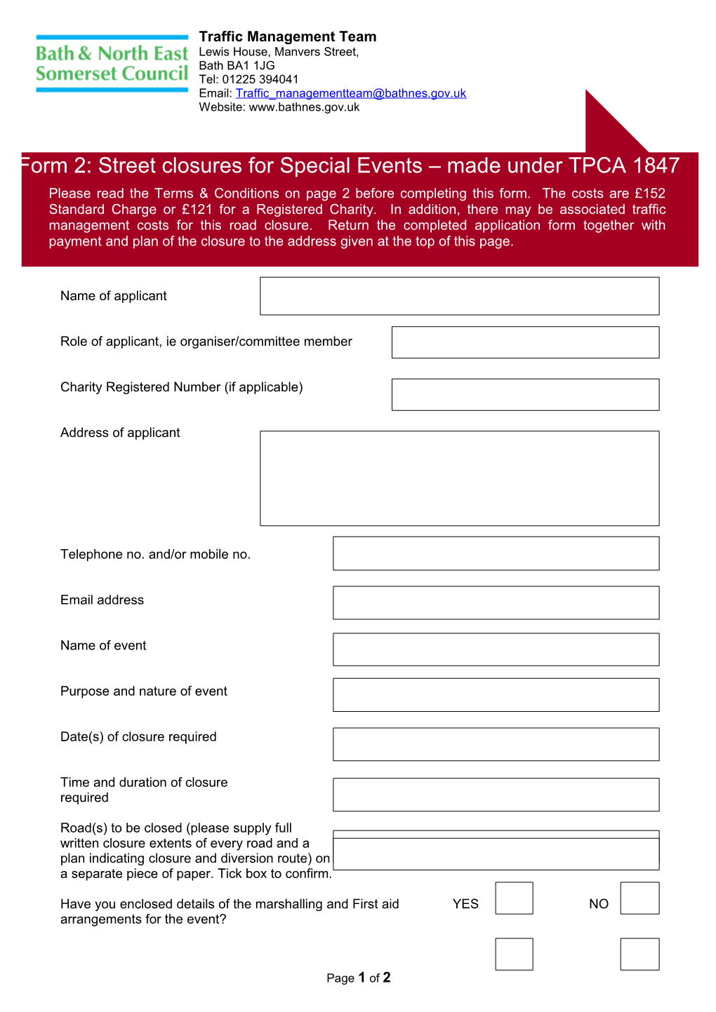 Role of Applicant, Ie Organiser/Committee Member