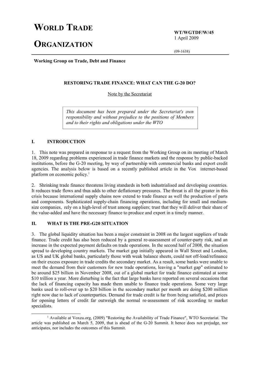 Restoring Trade Finance: What Can the G-20 Do?