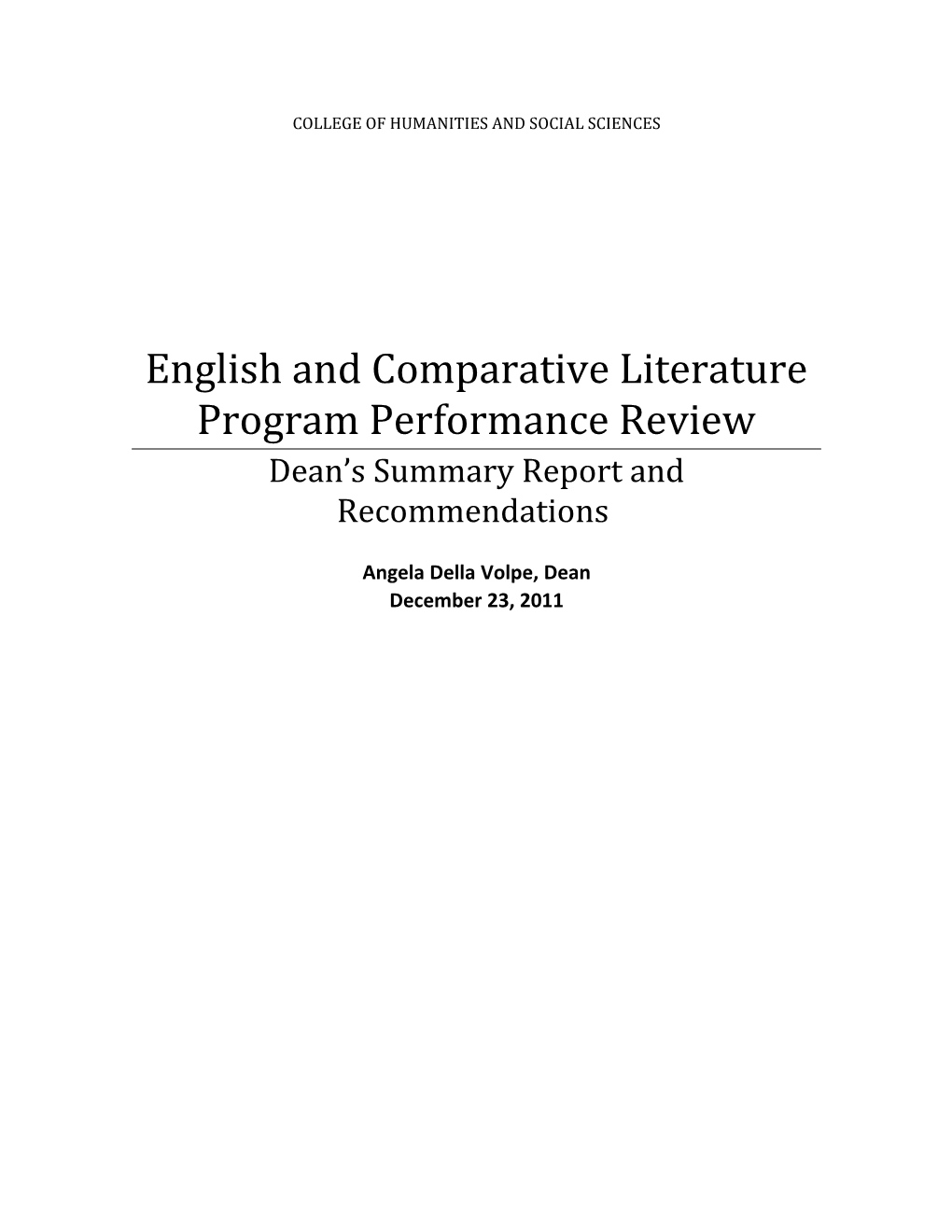 Afro-Ethnic Program Performance Review