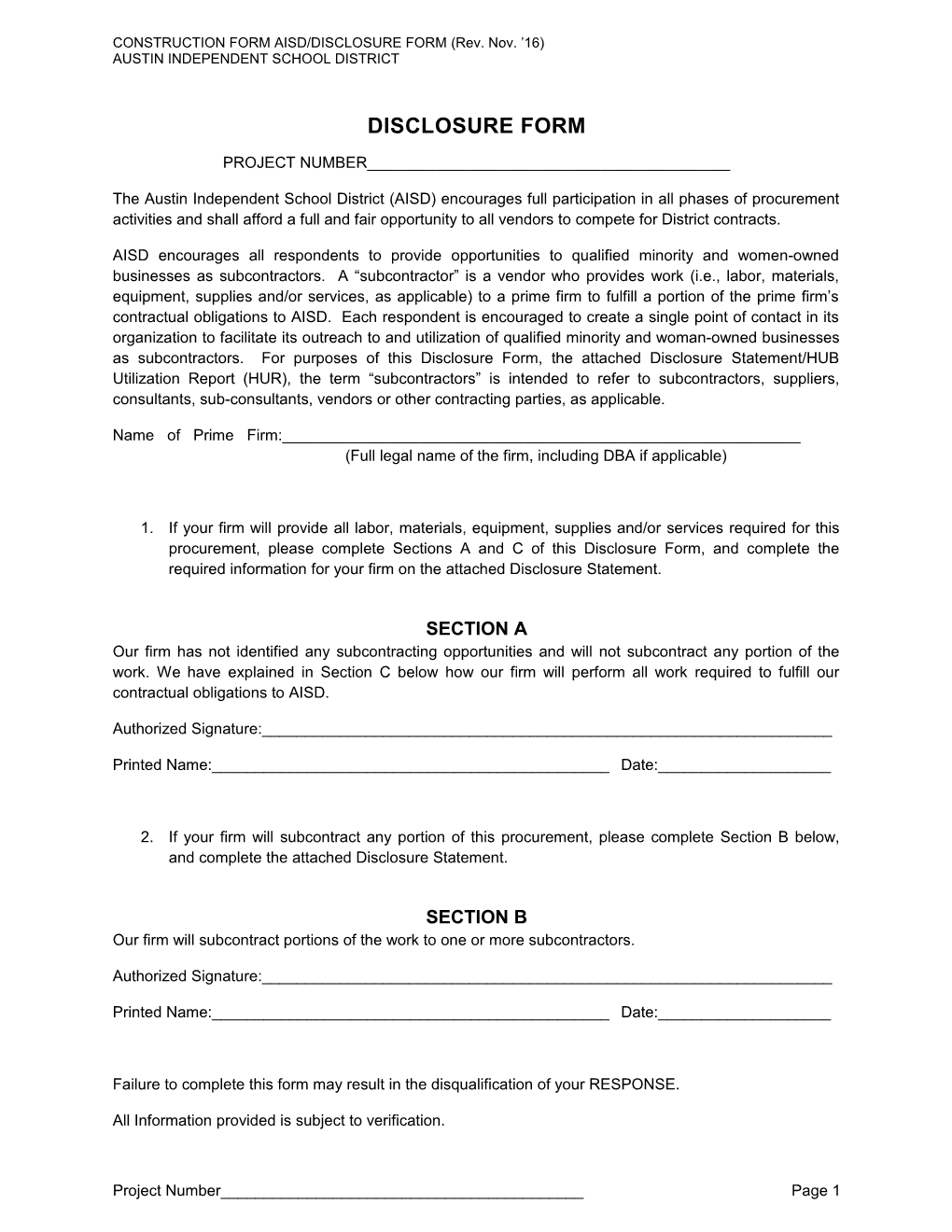 CONSTRUCTION FORM AISD/C-14S (Rev