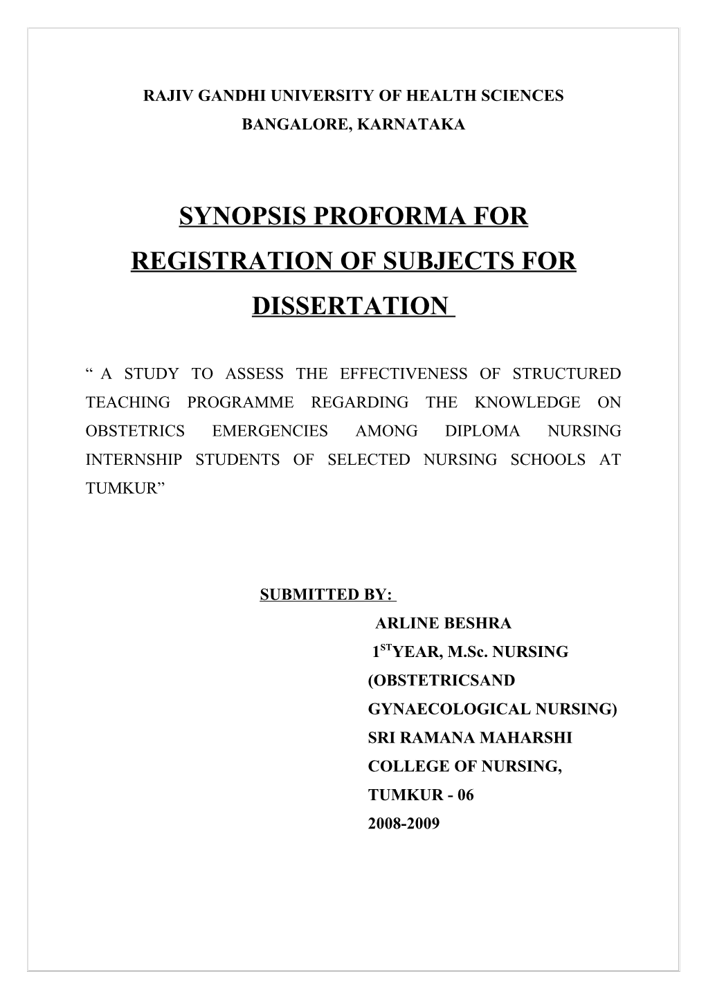 Synopisi for Registration